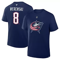 NHL Fanatics Zach Werenski Columbus Jackets Authentic Stack Name & Number T-Shirt