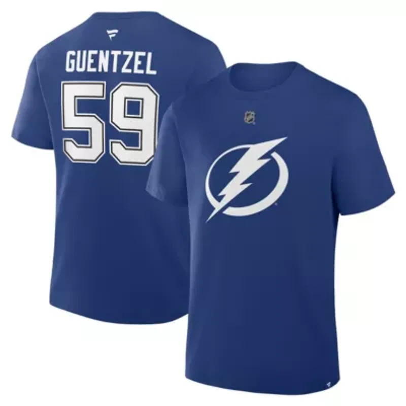 NHL Fanatics Jake Guentzel Tampa Bay Lightning Authentic Stack Name & Number T-Shirt