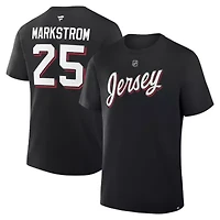 NHL Fanatics Jacob Markstrom New Jersey Devils Authentic Stack Name & Number T-Shirt