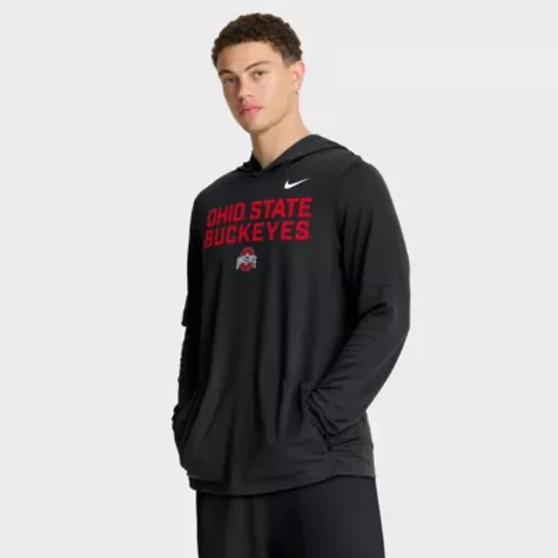 NCAA Nike Ohio State Buckeyes 2025 Sideline Dri-FIT Long Sleeve Hoodie T-Shirt