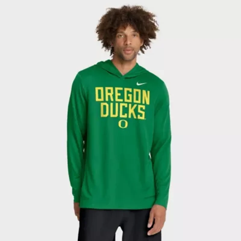 NCAA Nike Oregon Ducks 2025 Sideline Dri-FIT Long Sleeve Hoodie T-Shirt