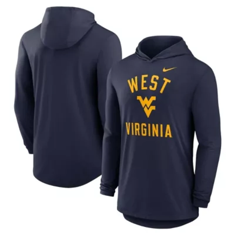 NCAA Nike West Virginia Mountaineers Classic Arch Tri-Blend Dri-FIT Long Sleeve Hoodie T-Shirt