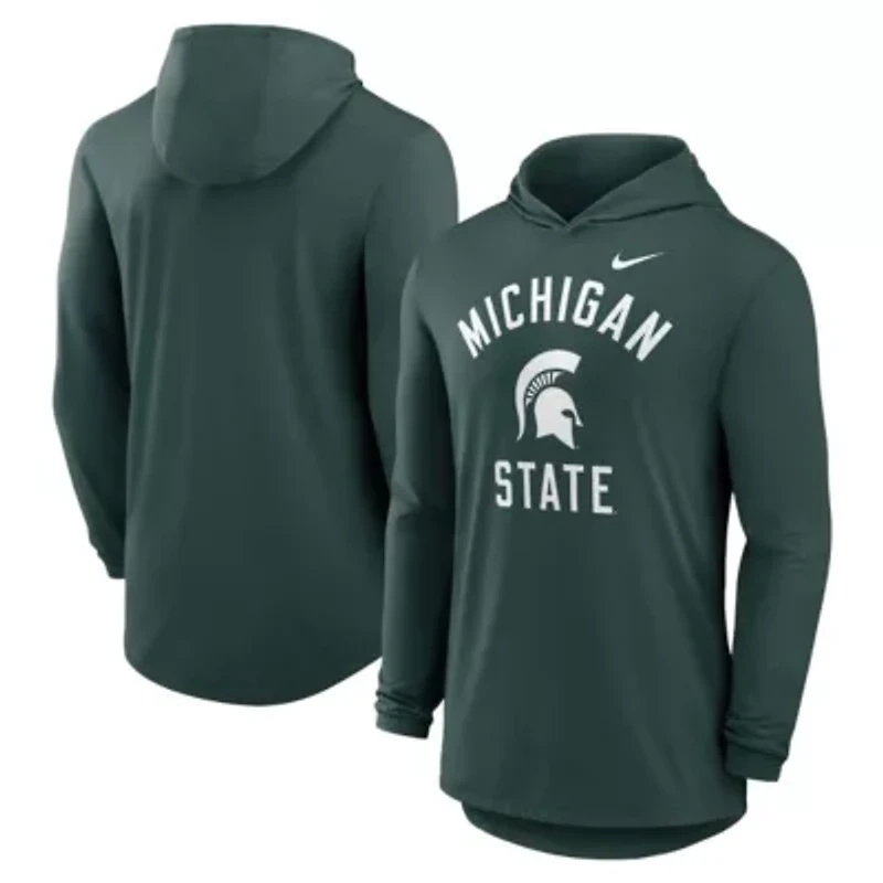 NCAA Nike Michigan State Spartans Classic Arch Tri-Blend Dri-FIT Long Sleeve Hoodie T-Shirt