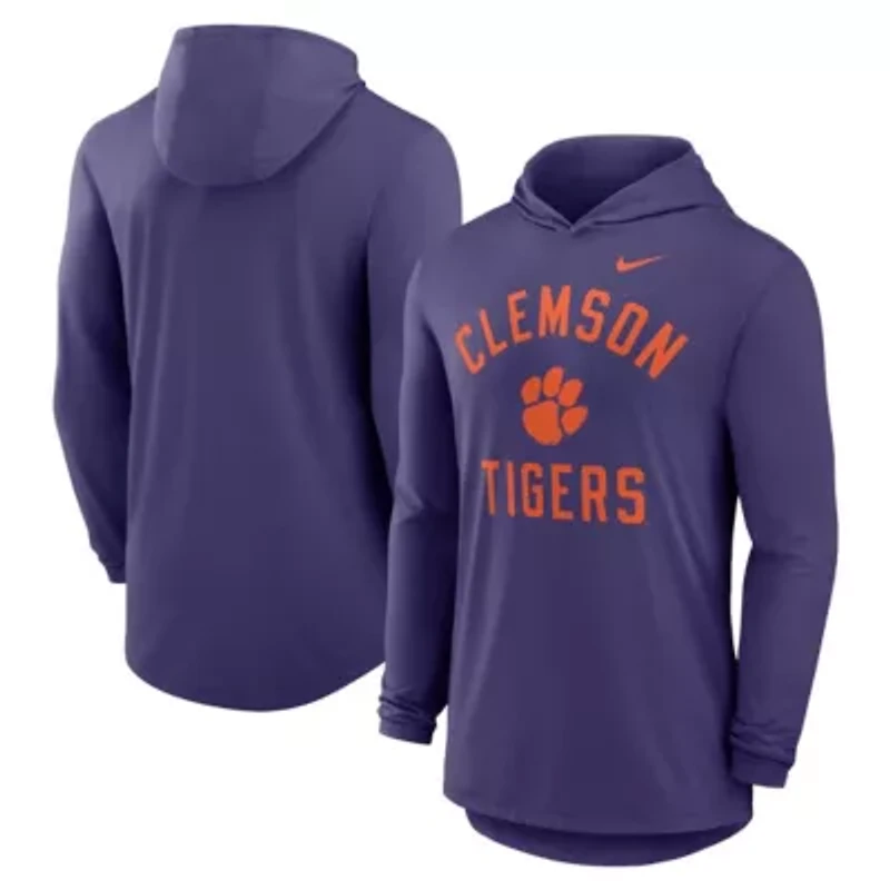 NCAA Nike Clemson Tigers Classic Arch Tri-Blend Dri-FIT Long Sleeve Hoodie T-Shirt