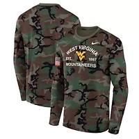 NCAA Nike West Virginia Mountaineers 2025 Military Appreciation Legend Dri-FIT Long Sleeve T-Shirt