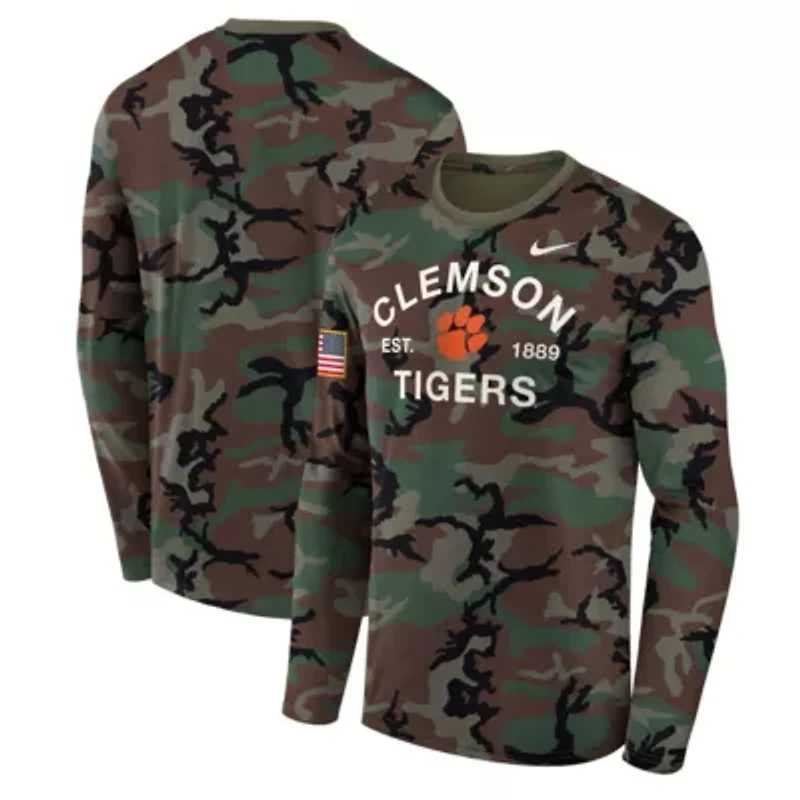NCAA Nike Clemson Tigers 2025 Military Appreciation Legend Dri-FIT Long Sleeve T-Shirt