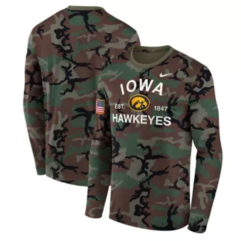 NCAA Nike Iowa Hawkeyes 2025 Military Appreciation Legend Dri-FIT Long Sleeve T-Shirt