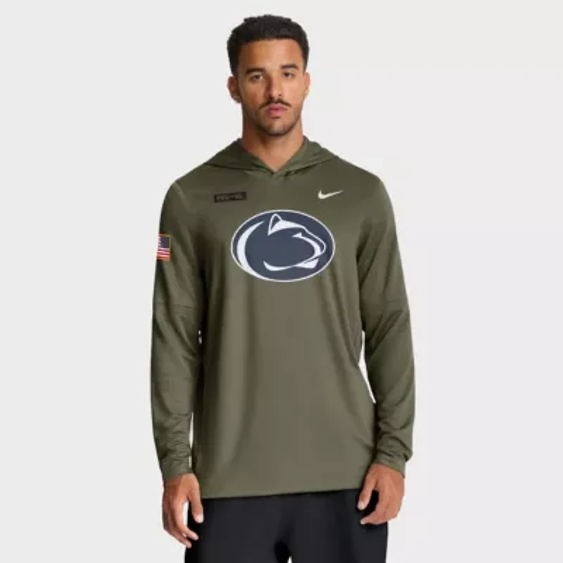 NCAA Nike Penn State Nittany Lions 2025 Military Appreciation Dri-FIT Long Sleeve Hoodie T-Shirt