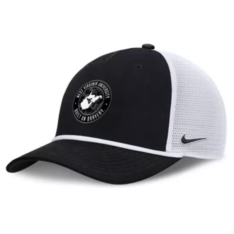 NCAA Nike Black/White West Virginia Mountaineers Built on Bravery Rise Trucker Adjustable Hat