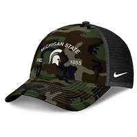 NCAA Nike Michigan State Spartans 2025 Military Appreciation Rise Adjustable Trucker Hat