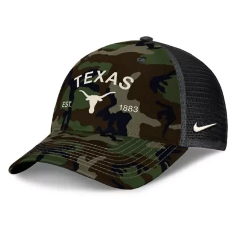 NCAA Nike Texas Longhorns 2025 Military Appreciation Rise Adjustable Trucker Hat