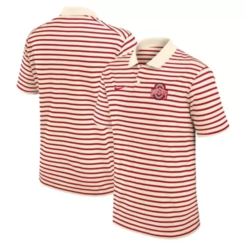 NCAA Nike Ohio State Buckeyes Primary Logo Striped Dri-FIT Polo