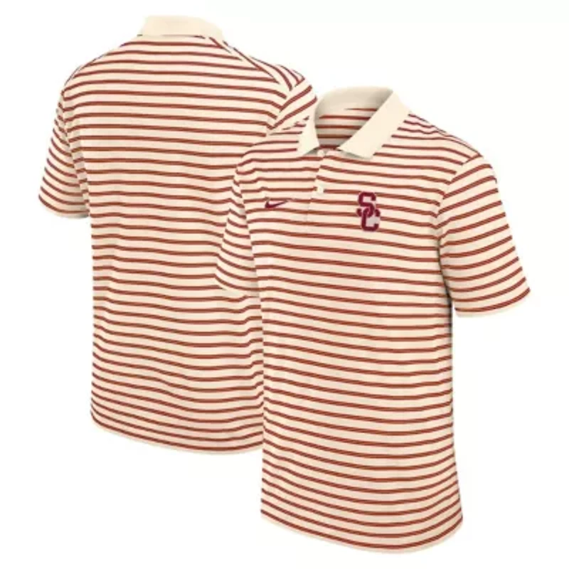 NCAA Nike USC Trojans Primary Logo Striped Dri-FIT Polo