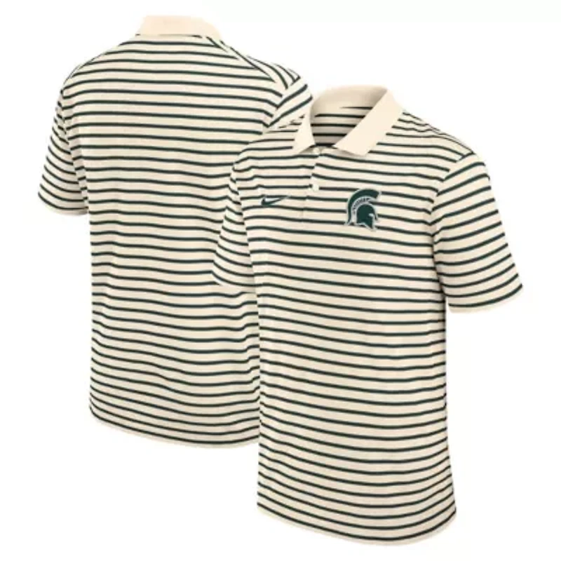 NCAA Nike Michigan State Spartans Primary Logo Striped Dri-FIT Polo