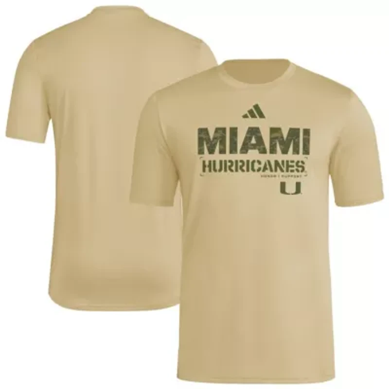 Miami (FL) Hurricanes NCAA 2025 Military Appreciation Pre-Game AEROREADY T-Shirt