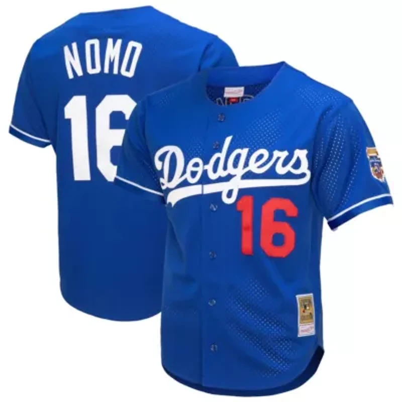 MLB Hideo Nomo Los Angeles Dodgers Cooperstown Collection Mesh Batting Practice Button-Up Jersey