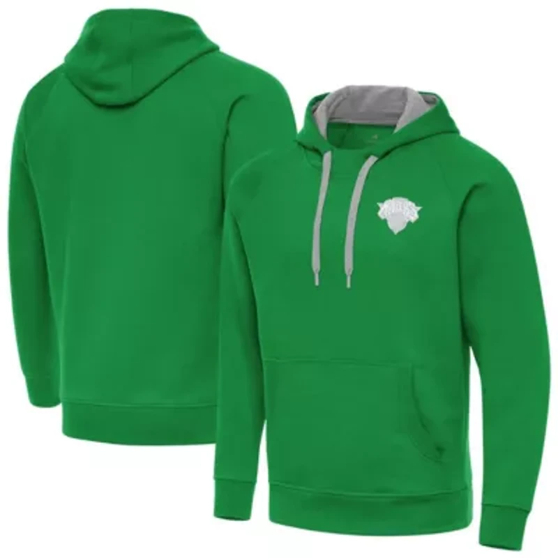 NBA Kelly New York Knicks St. Patrick's Day Victory Raglan Pullover Hoodie