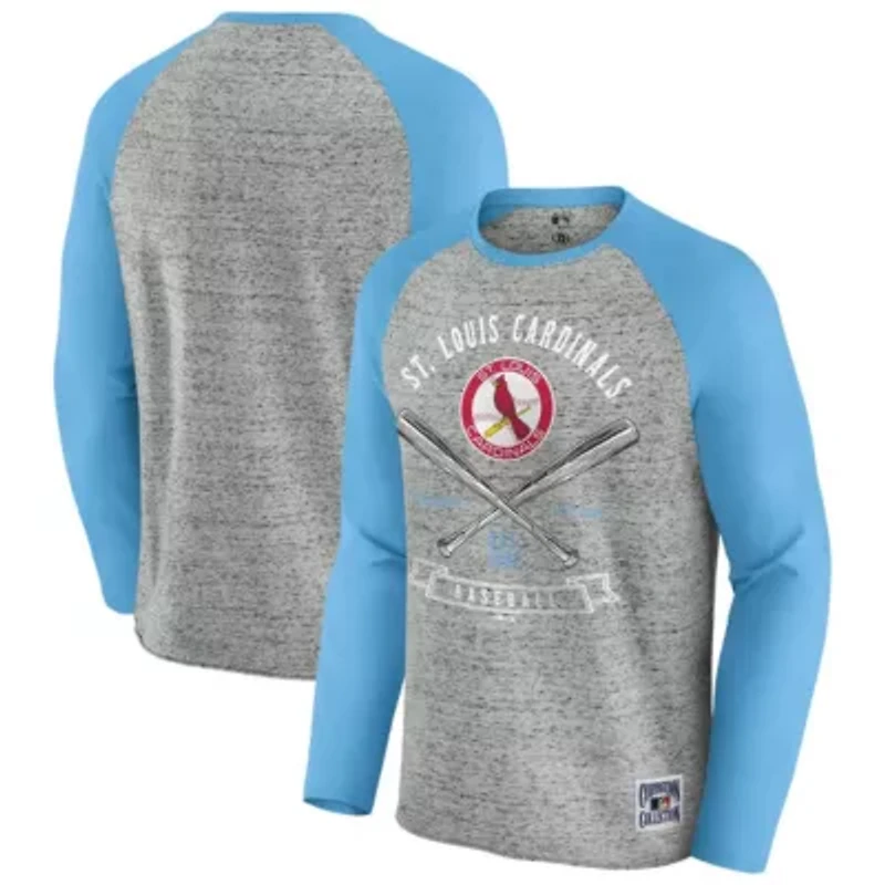 MLB St. Louis Cardinals Raw Edge Raglan Long Sleeve Baseball T-Shirt