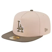 MLB Light Beige/Olive Los Angeles Dodgers Two-Tone Color Pack A-Frame 59FIFTY Fitted Hat