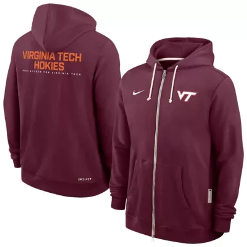 NCAA Nike Virginia Tech Hokies 2025 Sideline Performance Full-Zip Hoodie