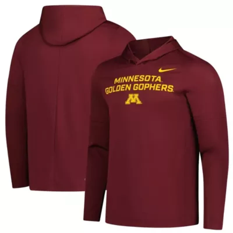 NCAA Nike Minnesota Golden Gophers 2025 Sideline Dri-FIT Long Sleeve Hoodie T-Shirt