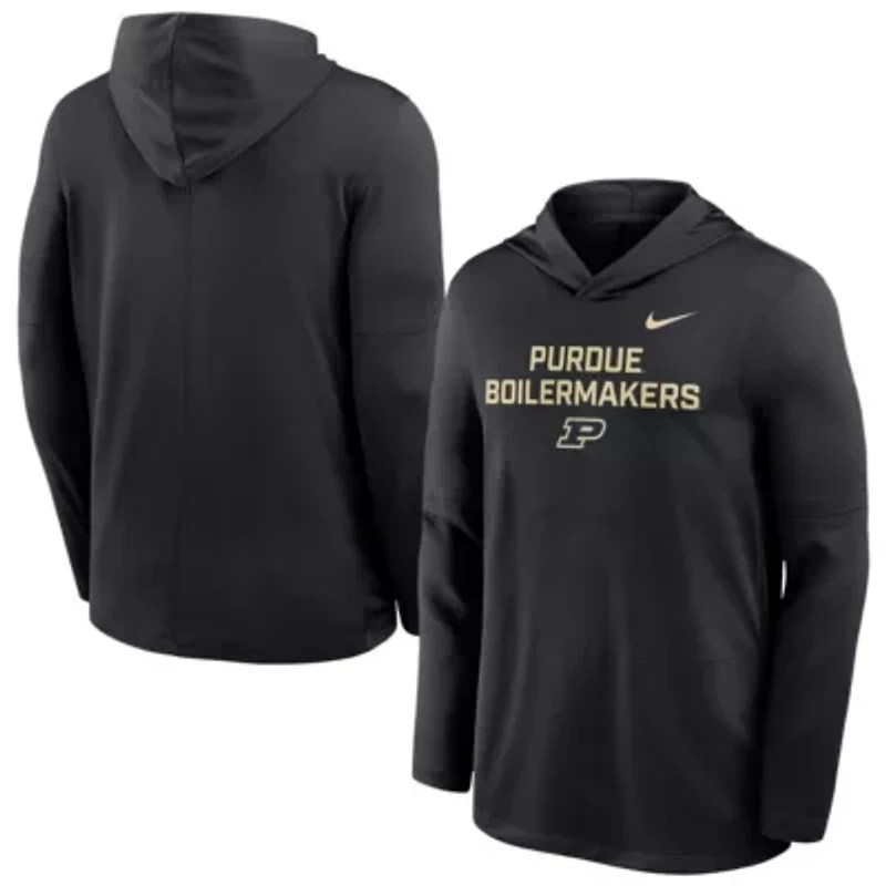 NCAA Nike Purdue Boilermakers 2025 Sideline Dri-FIT Long Sleeve Hoodie T-Shirt