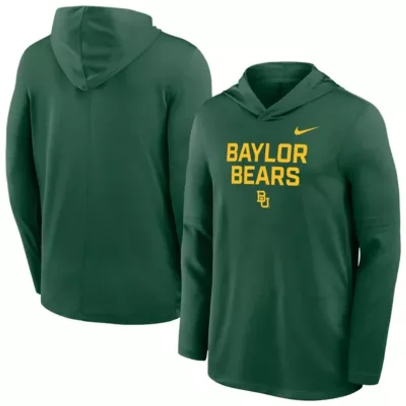 NCAA Nike Baylor Bears 2025 Sideline Dri-FIT Long Sleeve Hoodie T-Shirt