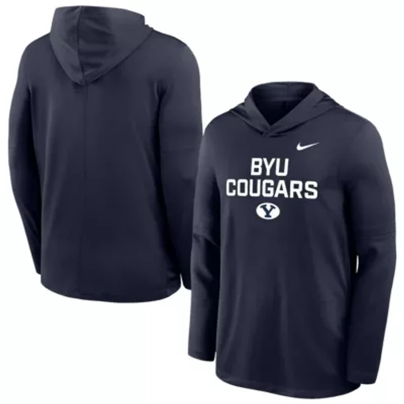 NCAA Nike BYU Cougars 2025 Sideline Dri-FIT Long Sleeve Hoodie T-Shirt