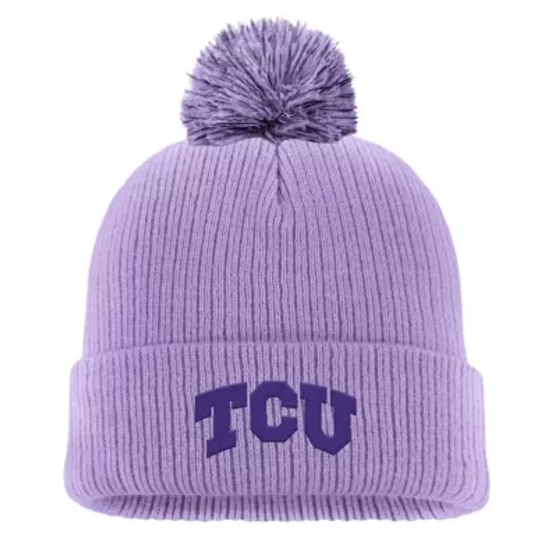 NCAA Nike TCU Horned Frogs Tonal Peak Cuffed Knit Hat with Pom
