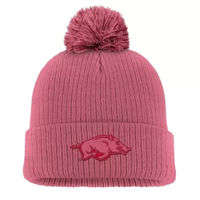NCAA Nike Arkansas Razorbacks Tonal Peak Cuffed Knit Hat with Pom