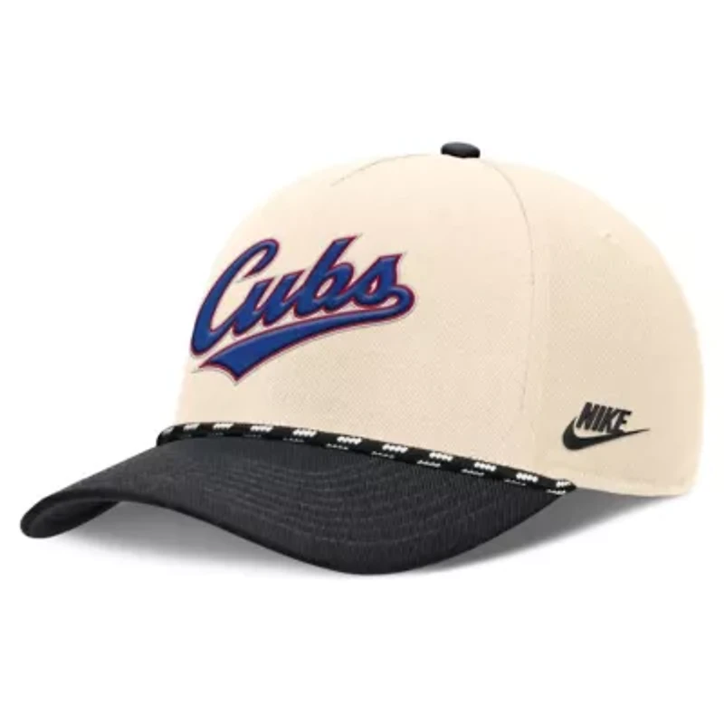 MLB Nike Natural/Black Chicago Cubs Cooperstown Collection Rise Adjustable Hat