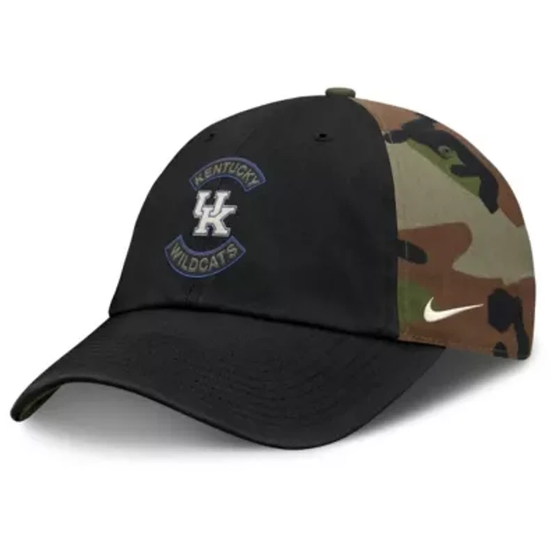 NCAA Nike Black/Camo Kentucky Wildcats 2025 Military Appreciation Club Adjustable Hat