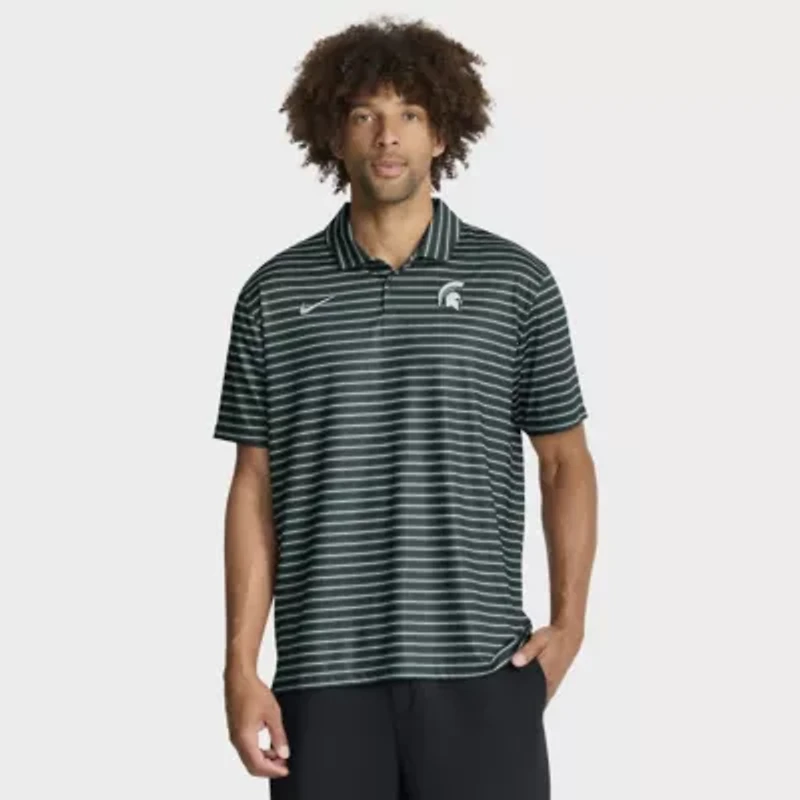 NCAA Nike Michigan State Spartans 2025 Coaches Premium Tour Stripe Dri-FIT Polo
