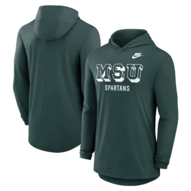 NCAA Nike Michigan State Spartans Legacy Tri-Blend Dri-FIT Long Sleeve Hoodie T-Shirt