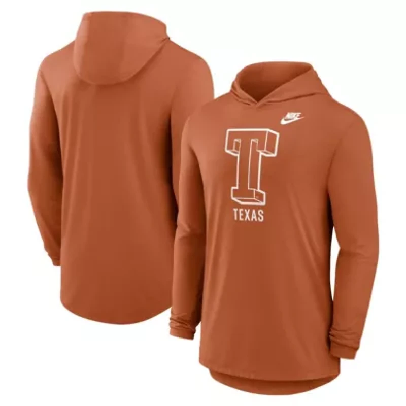 NCAA Nike Texas Longhorns Legacy Tri-Blend Dri-FIT Long Sleeve Hoodie T-Shirt