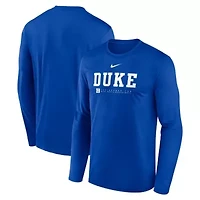 Duke Blue Devils NCAA Nike 2025 Courtside Basketball Shootaround Legend Dri-FIT Long Sleeve T-Shirt