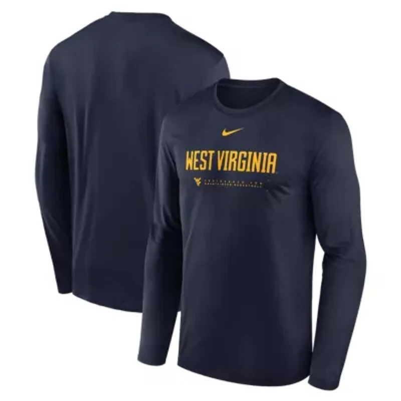 NCAA Nike West Virginia Mountaineers 2025 Courtside Basketball Shootaround Legend Dri-FIT Long Sleeve T-Shirt