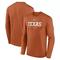 NCAA Nike Texas Longhorns 2025 Courtside Basketball Shootaround Legend Dri-FIT Long Sleeve T-Shirt