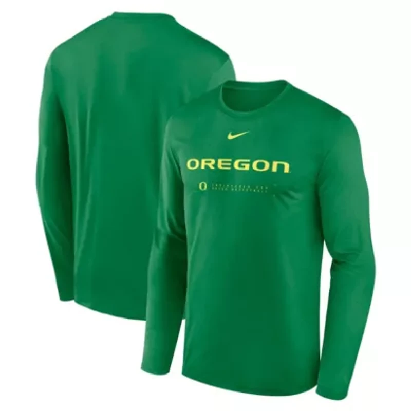NCAA Nike Oregon Ducks 2025 Courtside Basketball Shootaround Legend Dri-FIT Long Sleeve T-Shirt