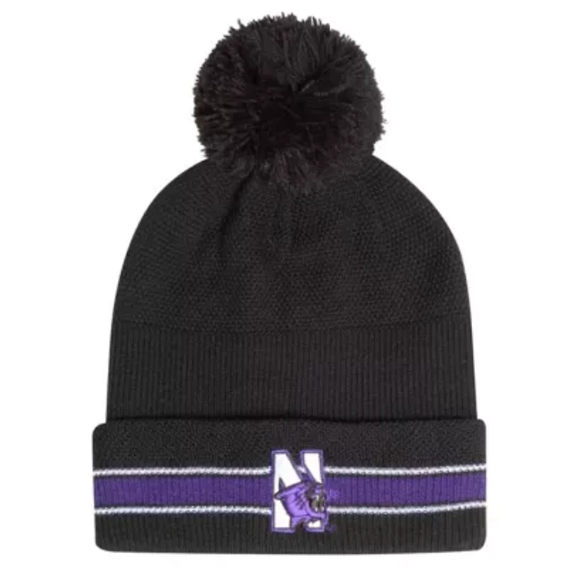 NCAA Under Armour Northwestern Wildcats City Collection Drive Cuffed Knit Hat with Pom