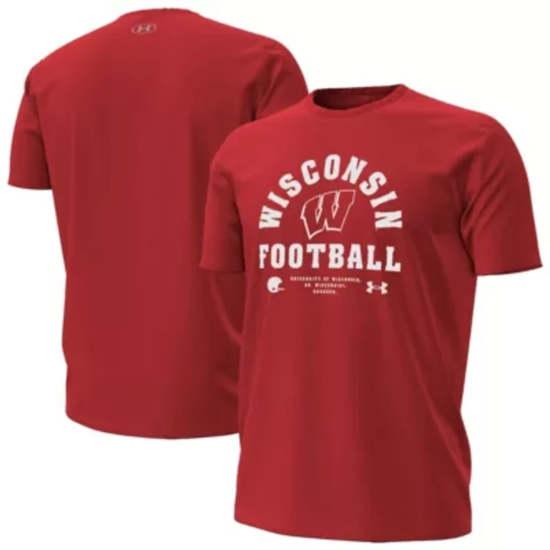 NCAA Under Armour Wisconsin Badgers 2025 Sideline Football Performance T-Shirt