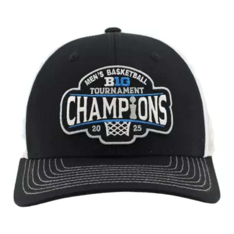 NCAA Unisex Black/White Michigan Wolverines 2025 Big Ten Basketball Conference Tournament s Locker Room Adjustable Trucker Hat