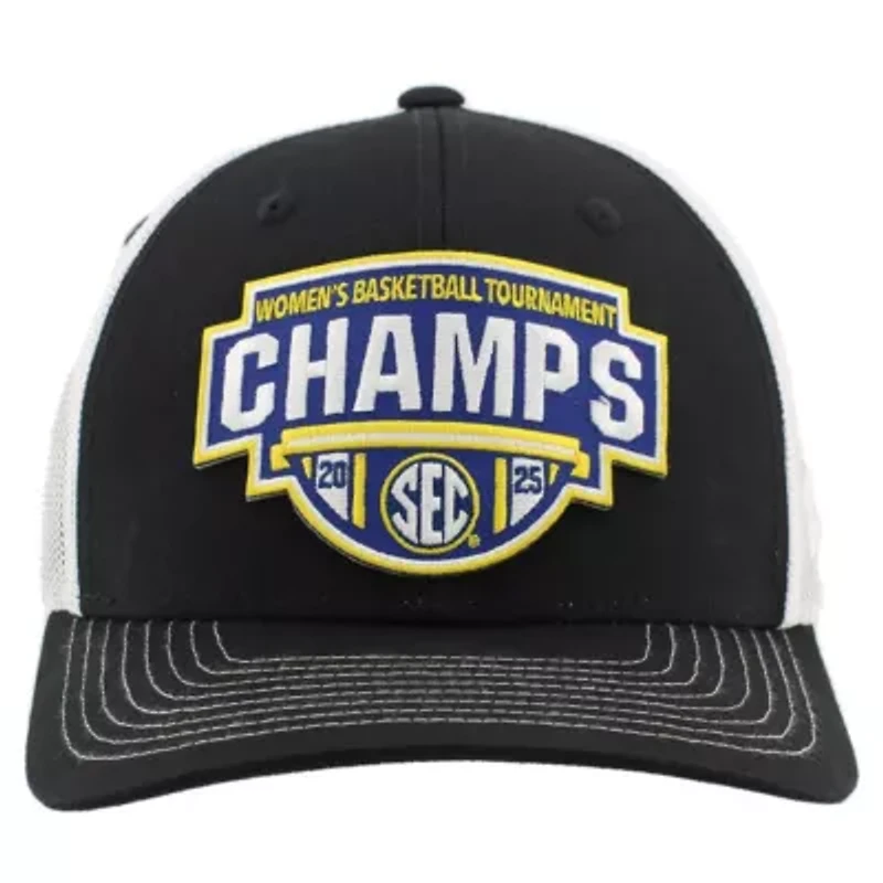NCAA Unisex Black/White South Carolina Gamecocks 2025 SEC Basketball Conference Tournament s Locker Room Trucker Adjustable Hat