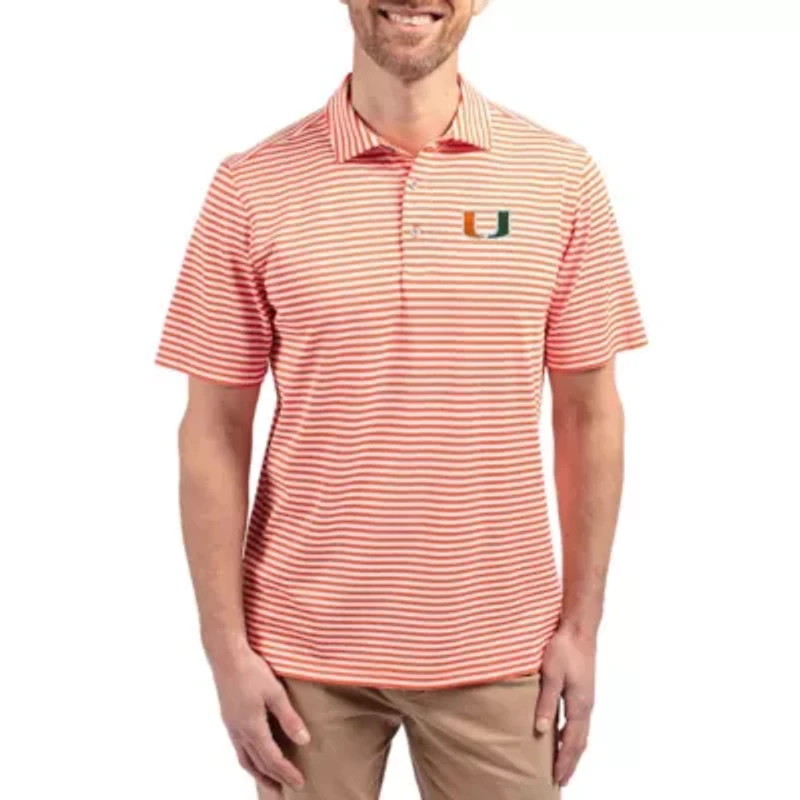 Miami (FL) Hurricanes NCAA Virtue Eco Pique Stripe Recycled DryTec Polo