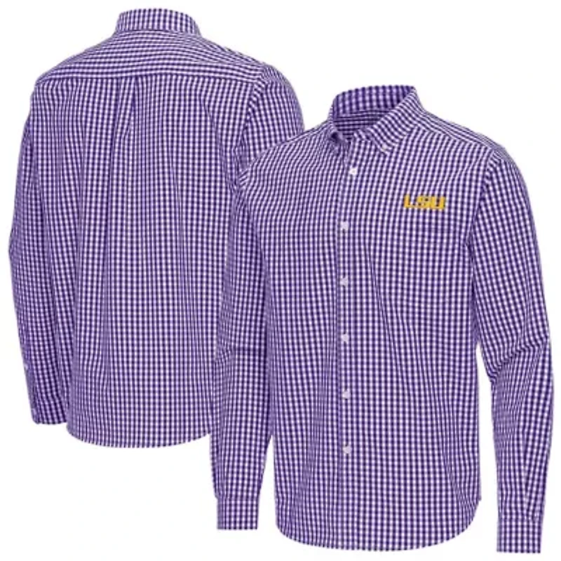 NCAA LSU Tigers Ellis Woven Tri-Blend Long Sleeve Button-Down Shirt