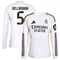 La Liga Jude Bellingham Real Madrid 2025/26 Home Replica Long Sleeve Jersey
