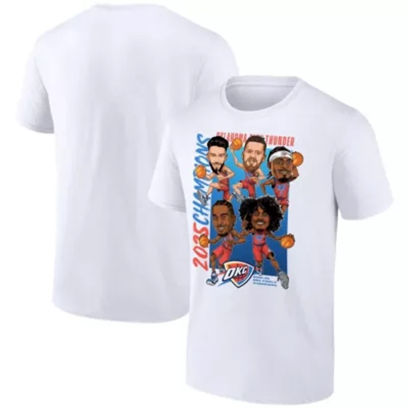 NBA Fanatics Oklahoma City Thunder 2025 Finals s Caricature Full Court T-Shirt