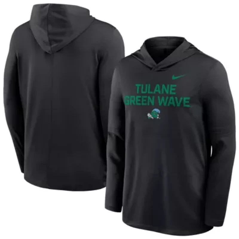 Tulane Green Wave NCAA Nike Sideline Dri-FIT Lightweight Hooded Top