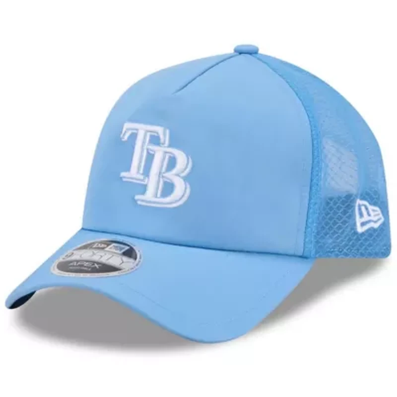 MLB Light Tampa Bay Rays 2026 Batting Practice Apex 9FORTY Adjustable Trucker Hat