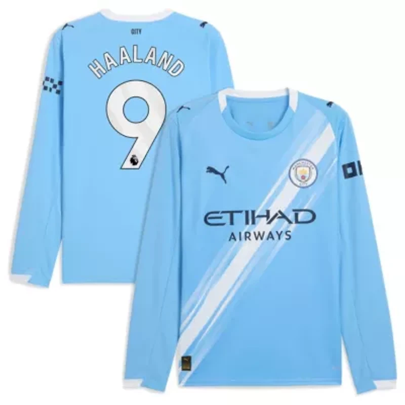 International Clubs Erling Haaland Sky Manchester City 2025/26 Home Replica Long Sleeve Player Jersey